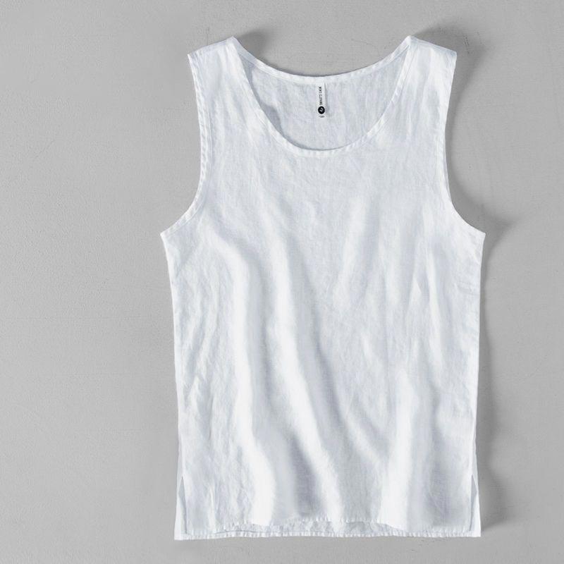 リネンＴシャツ 袖なし タンク メンズ カットソー 無地 麻ス インナー 夏 インナー 男性 カジュアル 亜麻 薄手 快 | ブランド登録なし | 01