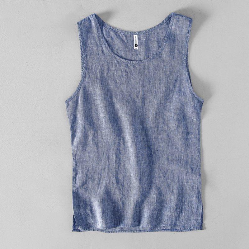 リネンＴシャツ 袖なし タンク メンズ カットソー 無地 麻ス インナー 夏 インナー 男性 カジュアル 亜麻 薄手 快 | ブランド登録なし | 03