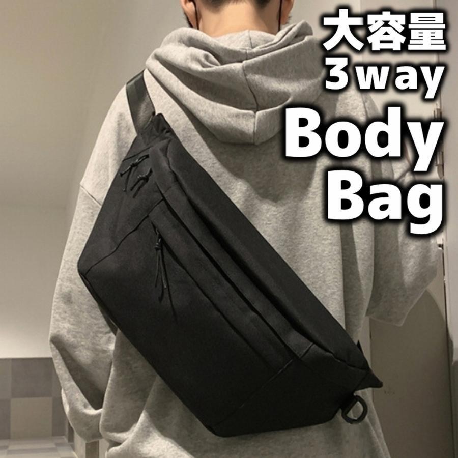 ボディバッグ ショルダーバッグ メンズ レディース 黒 バッグ 大きめ ウエストバッグ 大容量 斜めがけ ワンショルダー ウエストポーチ 人気 | ブランド登録なし | 01