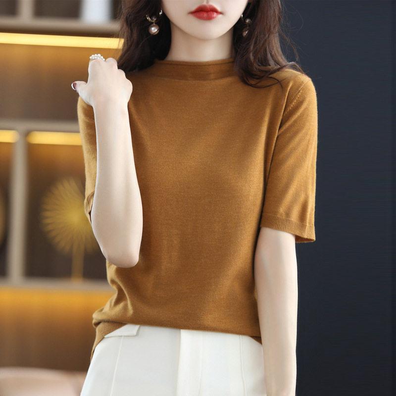 ニットtシャツ tシャツ ニット レディース 半袖 五分袖 ゆったり ス カットソー サマーニット 春 夏 オフィスカジュアル 大きいサイズ | ブランド登録なし | 01