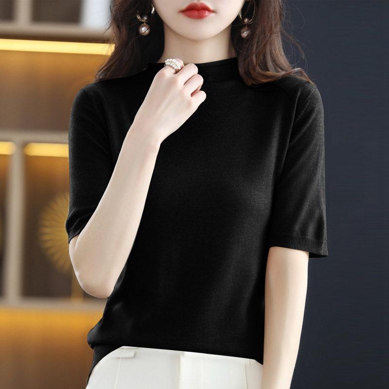 ニットtシャツ tシャツ ニット レディース 半袖 五分袖 ゆったり ス カットソー サマーニット 春 夏 オフィスカジュアル 大きいサイズ | ブランド登録なし | 02