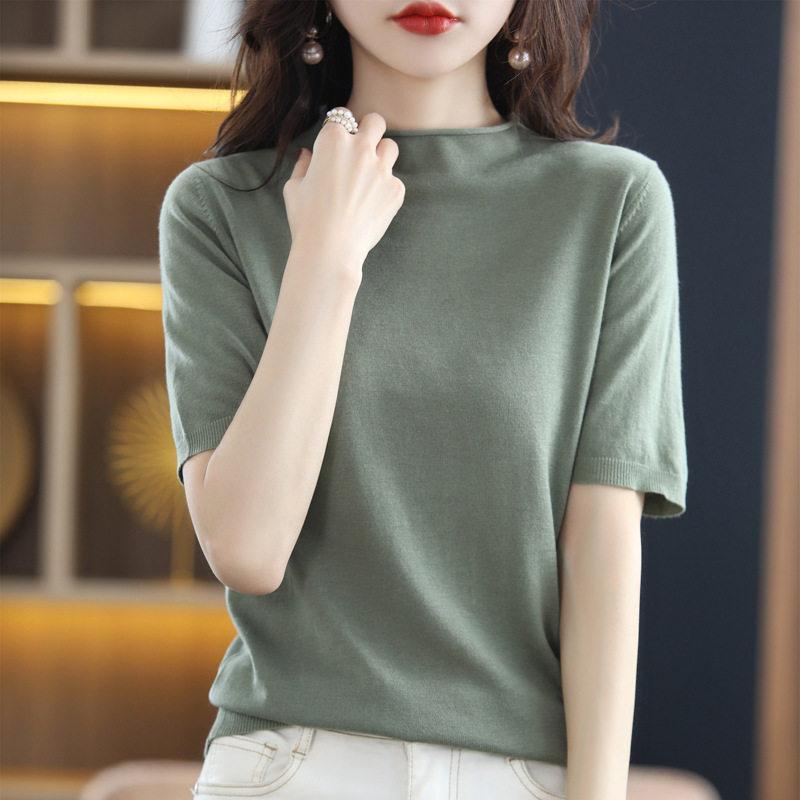ニットtシャツ tシャツ ニット レディース 半袖 五分袖 ゆったり ス カットソー サマーニット 春 夏 オフィスカジュアル 大きいサイズ | ブランド登録なし | 04