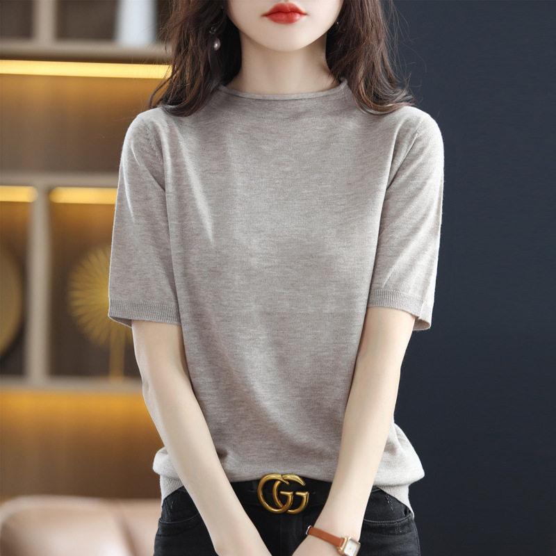 ニットtシャツ tシャツ ニット レディース 半袖 五分袖 ゆったり ス カットソー サマーニット 春 夏 オフィスカジュアル 大きいサイズ | ブランド登録なし | 06