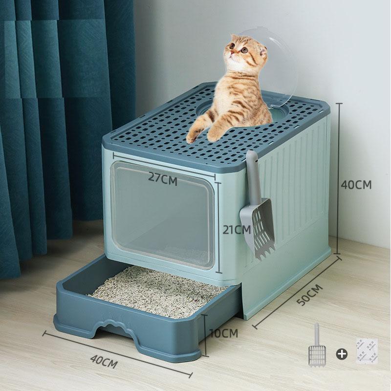 猫トイレ 砂 におい対策 目隠し 引き出し 折りたたみ式 フルカバー ボックストイレ 散らからない スコップ付き 猫用トイレ用品 ペット用 | ブランド登録なし | 03
