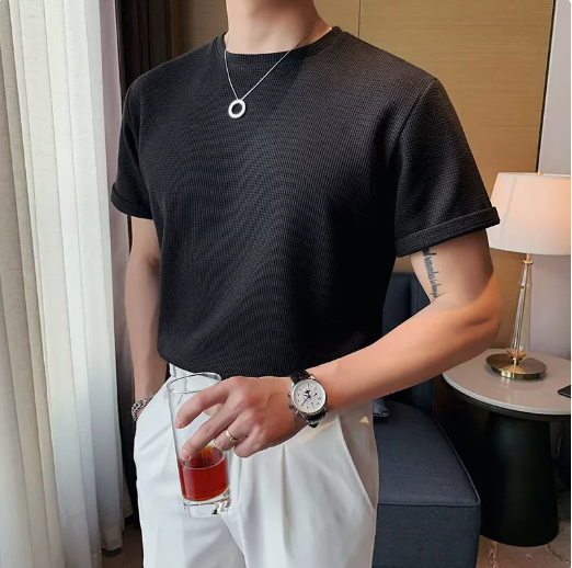サマーニット メンズ トップス クルーネック半袖ニット 半袖 無地 薄手 クルーネック Tシャツ ゴルフ シャツ キレイめ 夏 父の日 春夏コーデ 着回しやすい | ブランド登録なし | 03