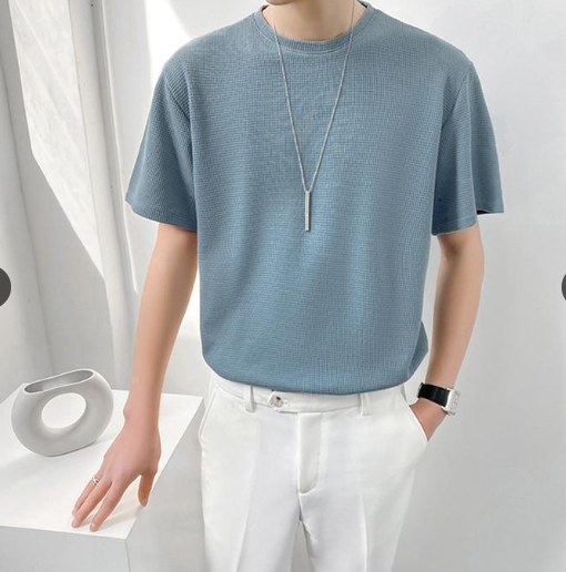 サマーニット メンズ トップス クルーネック半袖ニット 半袖 無地 薄手 クルーネック Tシャツ ゴルフ シャツ キレイめ 夏 父の日 春夏コーデ 着回しやすい | ブランド登録なし | 04