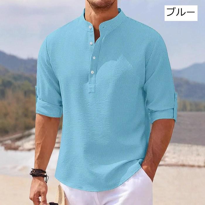 ポロシャツ メンズ ロールアップ 半袖 五分袖 夏 ゴルフウェア トップス ワッフル | ブランド登録なし | 03