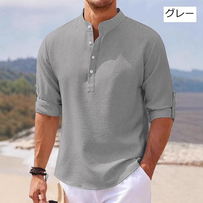 ポロシャツ メンズ ロールアップ 半袖 五分袖 夏 ゴルフウェア トップス ワッフル | ブランド登録なし | 04