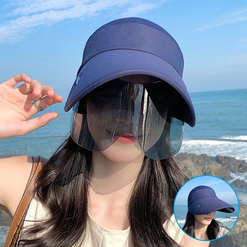 サンバイザー レディース つば広帽子 全顔覆う 紫外線対策 花粉症防止 フェイスカバー キャップ 自転車 UVカット 日焼け止め | ブランド登録なし | 01