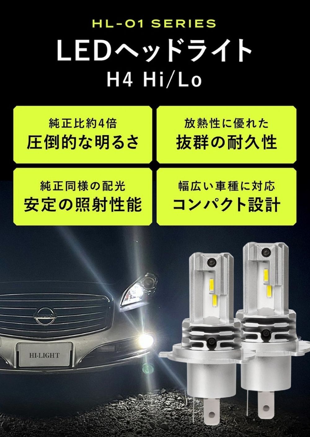 フィット GE6?9 FIT LED ヘッドライト LED化 H4 車検対応 バルブ