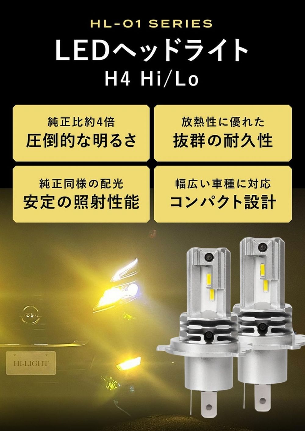 ソリオ MA26S MA36S MA34S H4 LED ヘッドライト LED化 雪、雨に強い