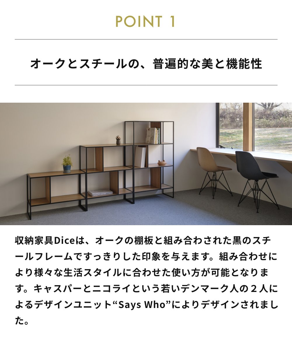 CORE ONE コアワン DICE 86 収納家具 インテリア 北欧 デンマーク カフェ レストラン 飾り棚 飾棚 オーク材 ディスプレイ シェルフ ダイスの画像