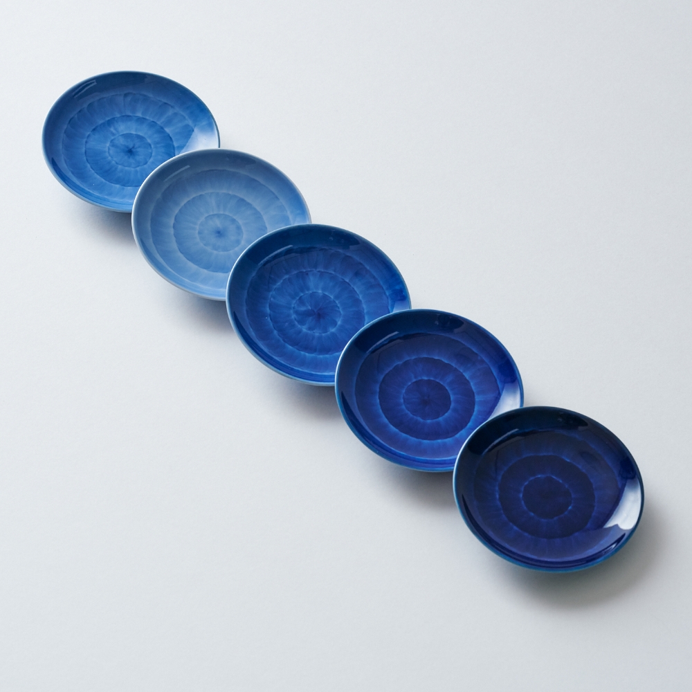 副久GOSU 3寸皿（10cm） 5色セット 呉須 ブルー 青 濃紺 肥前吉田焼 有田焼 副久製陶所 佐賀 嬉野 陶磁器 磁器 伝統工芸 和モダンの画像