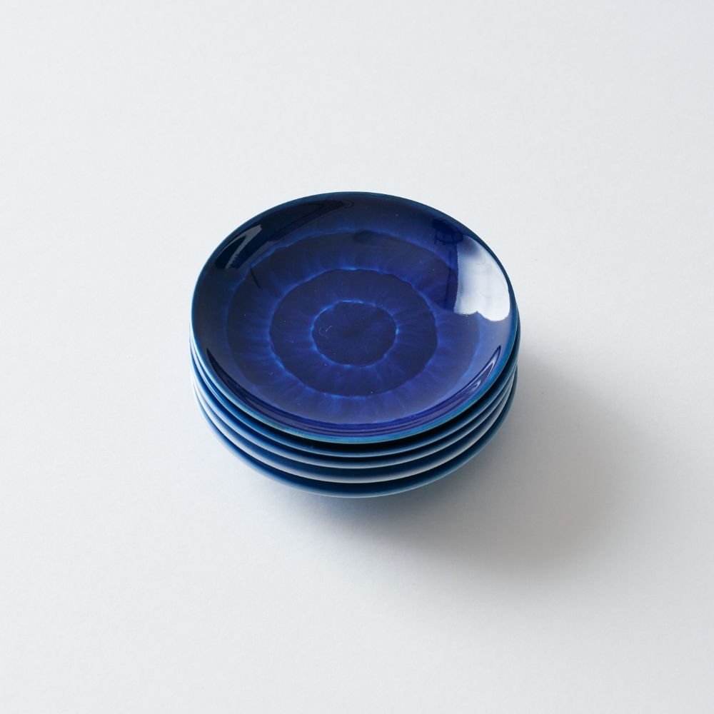副久GOSU 3寸皿（10cm） 5色セット 呉須 ブルー 青 濃紺 肥前吉田焼 有田焼 副久製陶所 佐賀 嬉野 陶磁器 磁器 伝統工芸 和モダンの画像