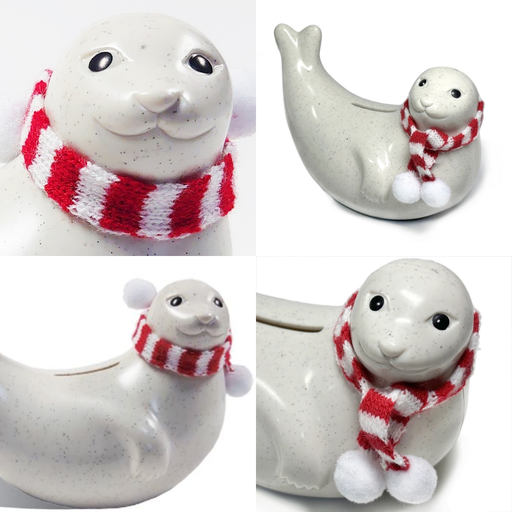 2024年 限定モデル】 アザラシ貯金箱 ボーダーマフラー付き Seal 2024年 限定モデル】 アザラシ貯金箱 ボーダーマフラー付き Seal