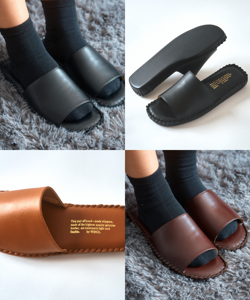 全3色 WINCL レザースリッパ 前開きタイプ 25-27cm #7503 ウィンクル シンプル 室内 リビング オフィス 事務所 Slippers ルームシューズ ステアレザー |  | 12