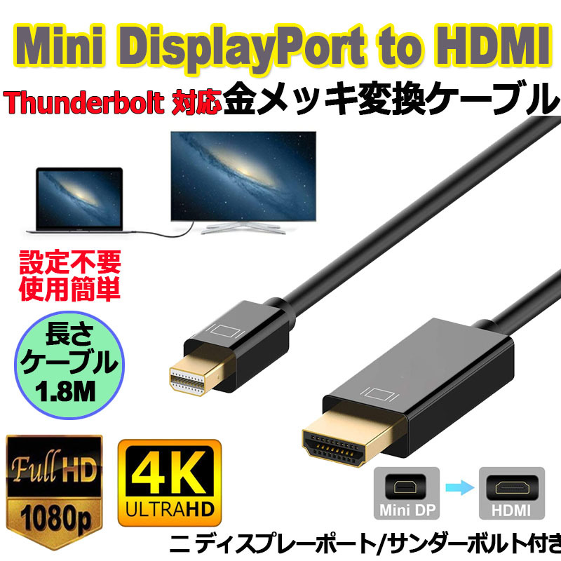 Mini DisplayPort to HDMI 変換ケーブル ミニ ディスプレーポート MINI