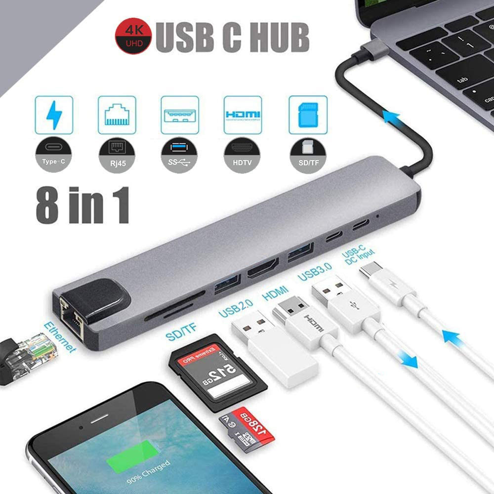 USB C ハブ Type 8in1 HUBマルチ変換アダプター 87W PD出力 LANポート