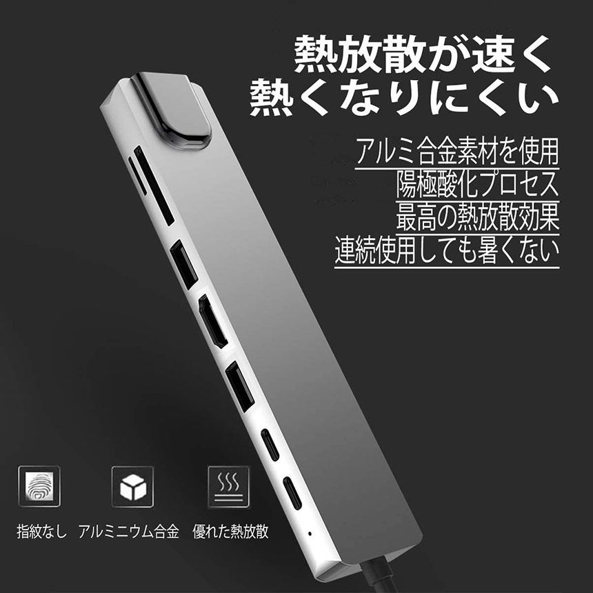 USB C ハブ Type 8in1 HUBマルチ変換アダプター 87W PD出力 LANポート