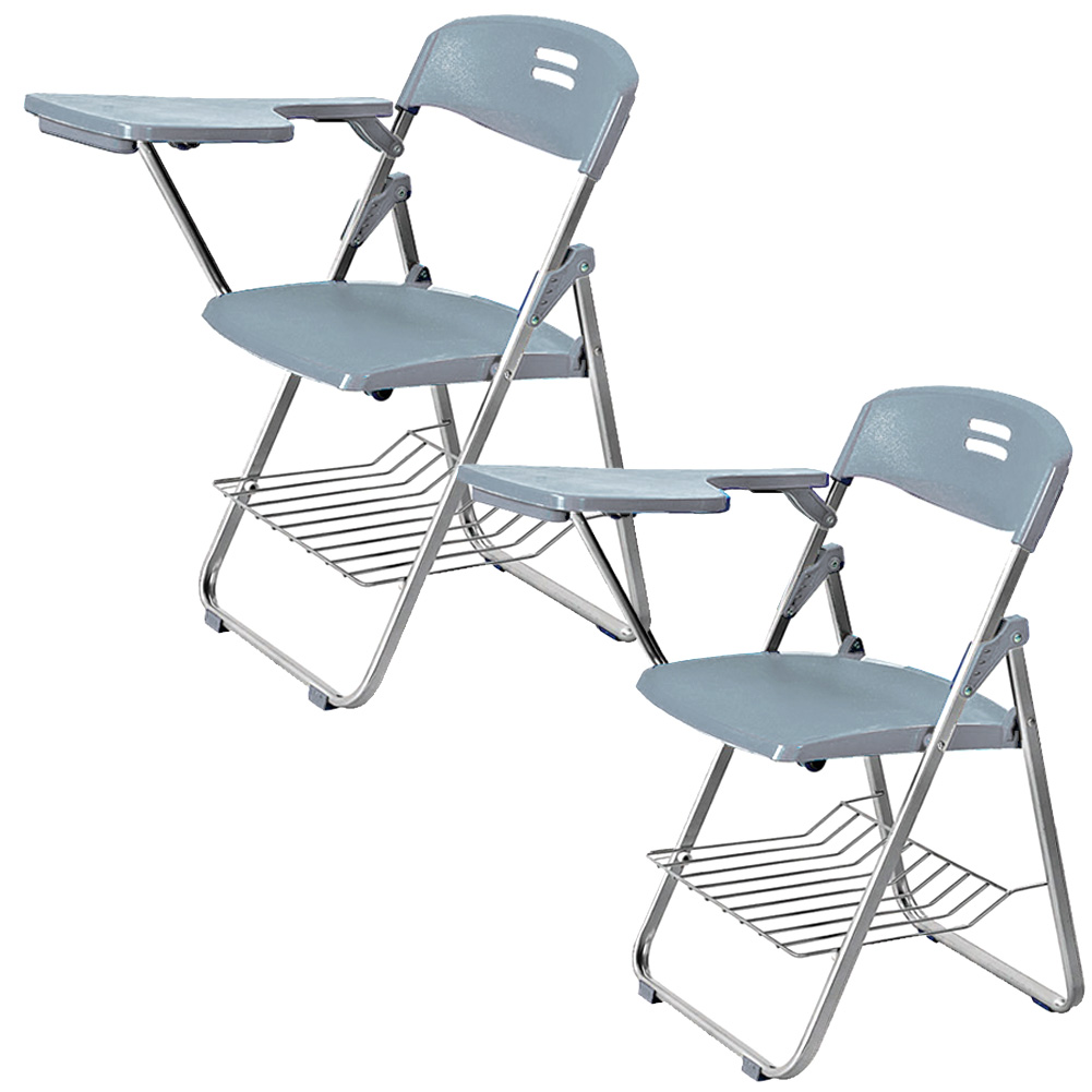 折りたたみ椅子 2脚セット テーブル 付き 完成品 折りたたみチェア 背付き メモ台付き パイプ椅子...