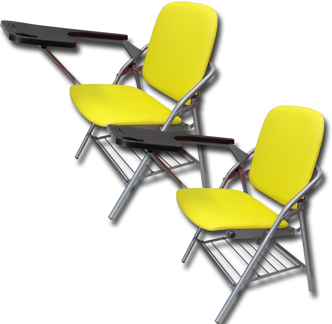 折りたたみ椅子 2脚セット テーブル 付き 完成品 人工皮革 スポンジクッション付き 折りたたみチェア メモ台付き パイプ椅子 パイプイス 送料無料