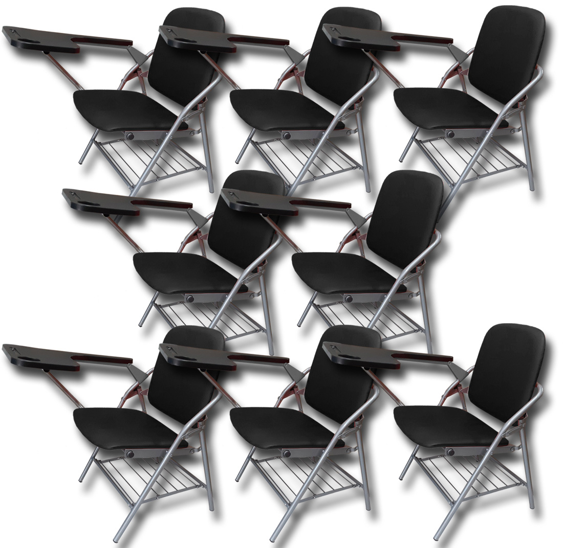折りたたみ椅子 8脚セット テーブル 付き 完成品 人工皮革 スポンジクッション付き 折りたたみチェア メモ台付き パイプ椅子 パイプイス 送料無料