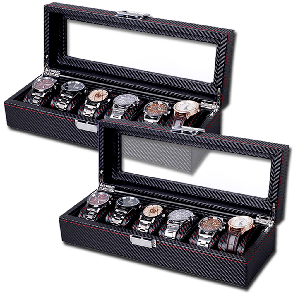 腕時計 ケース 2個セット ボックス カーボン 収納 時計ケース 腕時計ケース 収納ケース インテリア コレクション 腕時計 ウォッチケース 送料無料｜ad-hitshop｜02