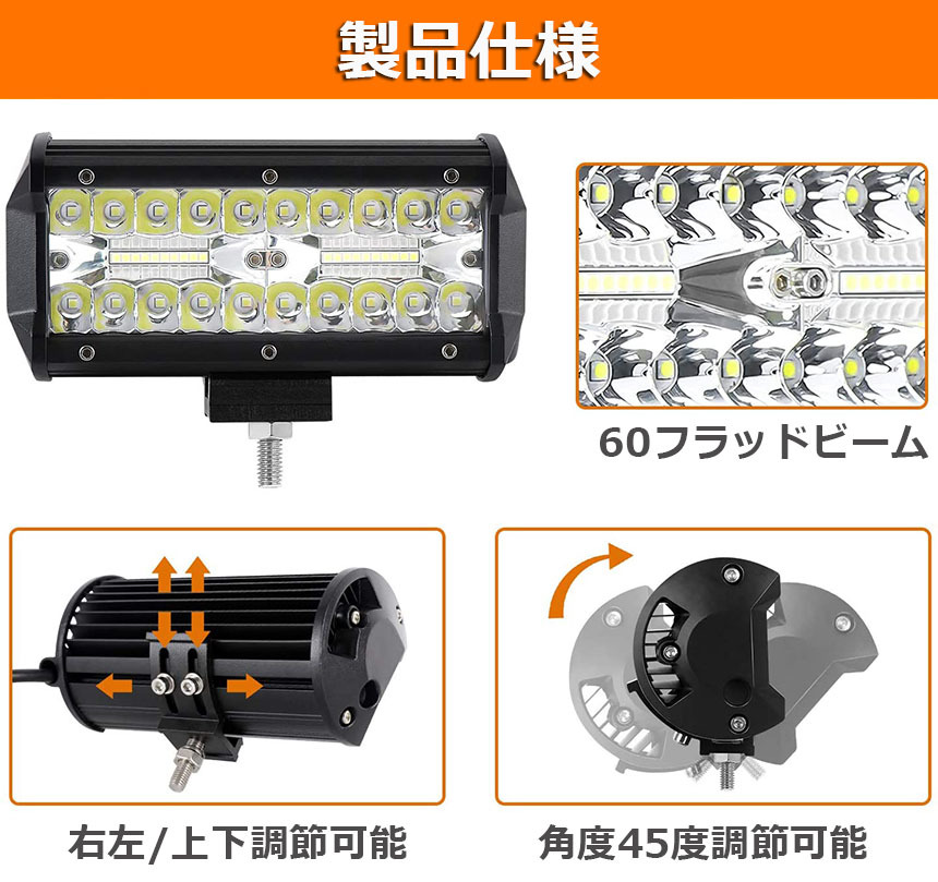 作業灯 LED 4個セット 120W ワークライト デッキライト LED投光器 120w