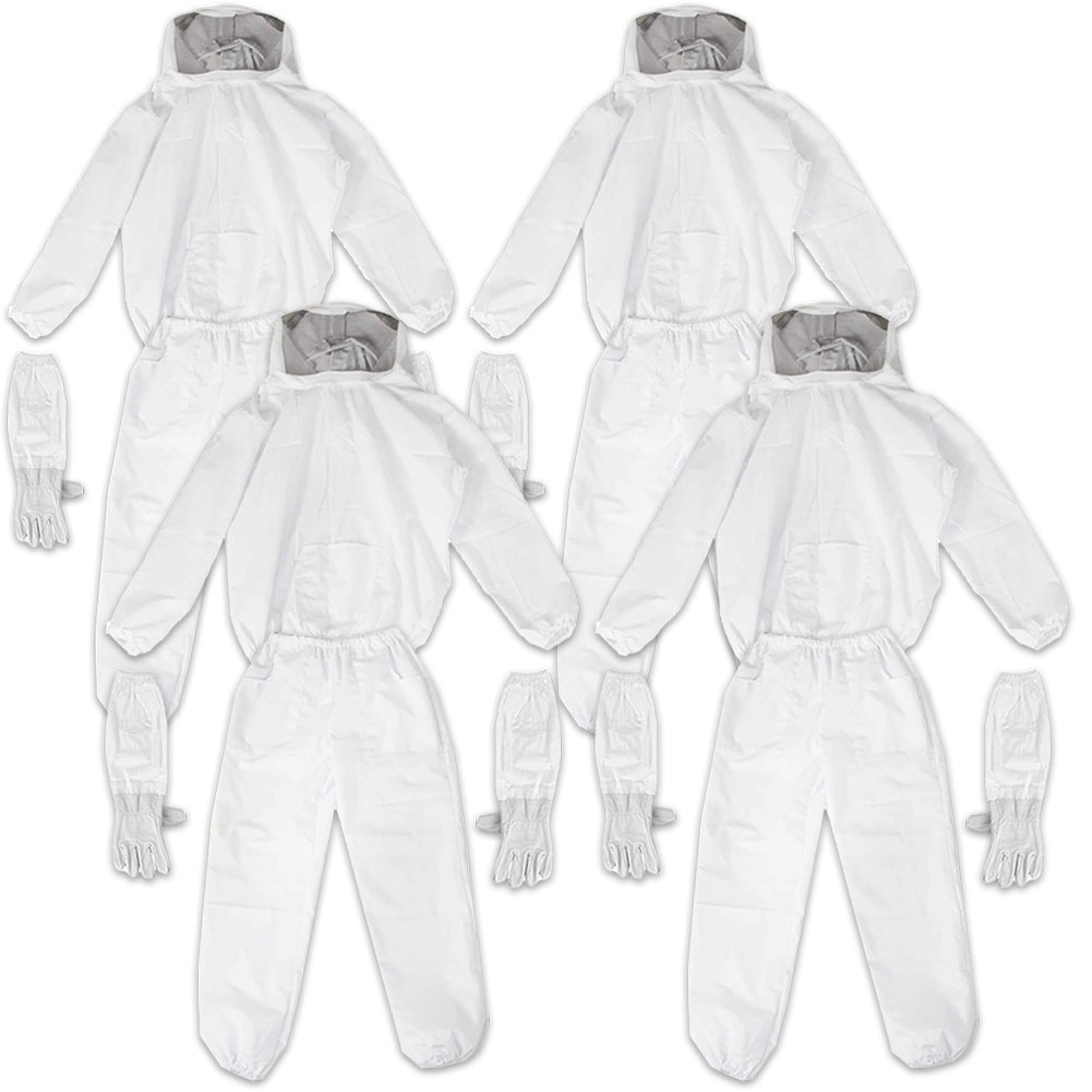 養蜂用 防護服 4着セット 蜂防護服 養蜂ジャケット 帽子 プロ防護服