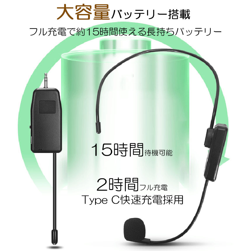 ワイヤレスマイク ヘッドセット 無線 2.4G 無線マイク ヘッドセット