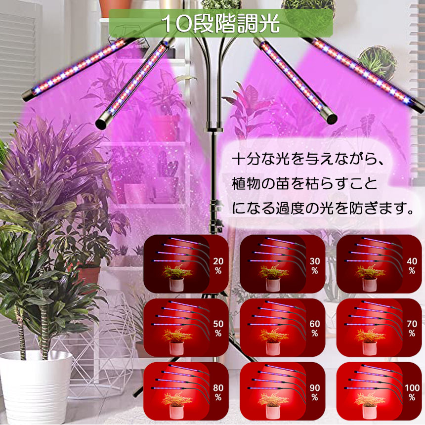 植物育成用LEDスポットライト 5個セット 植物育成ライト LED植物育成灯 観葉植物 4ヘッド式ライト 5v 10