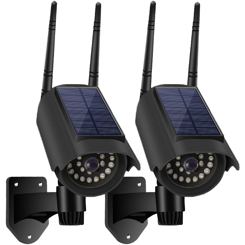 ソーラーライト 屋外 led 2個セット ダミーカメラ 防犯カメラ型 27LED