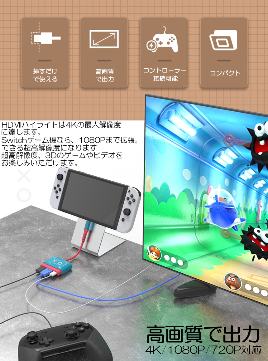 Switch ドック HDMI 変換アダプター USB3.0 Type C USB スイッチ