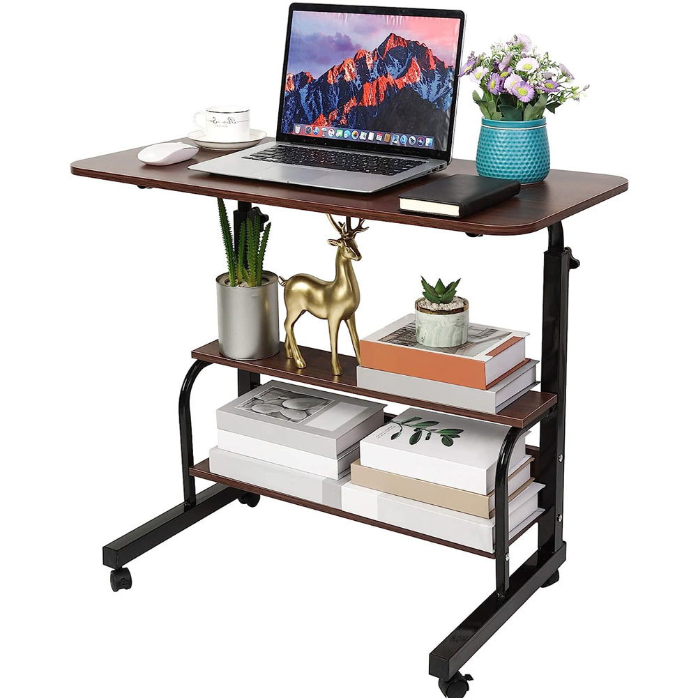 サイドテーブル スタンディングデスク オフィスデスク ベッド用テーブル パソコンデスク 昇降テーブル 天板 高さ調整 キャスター付き 安定性抜群 机
