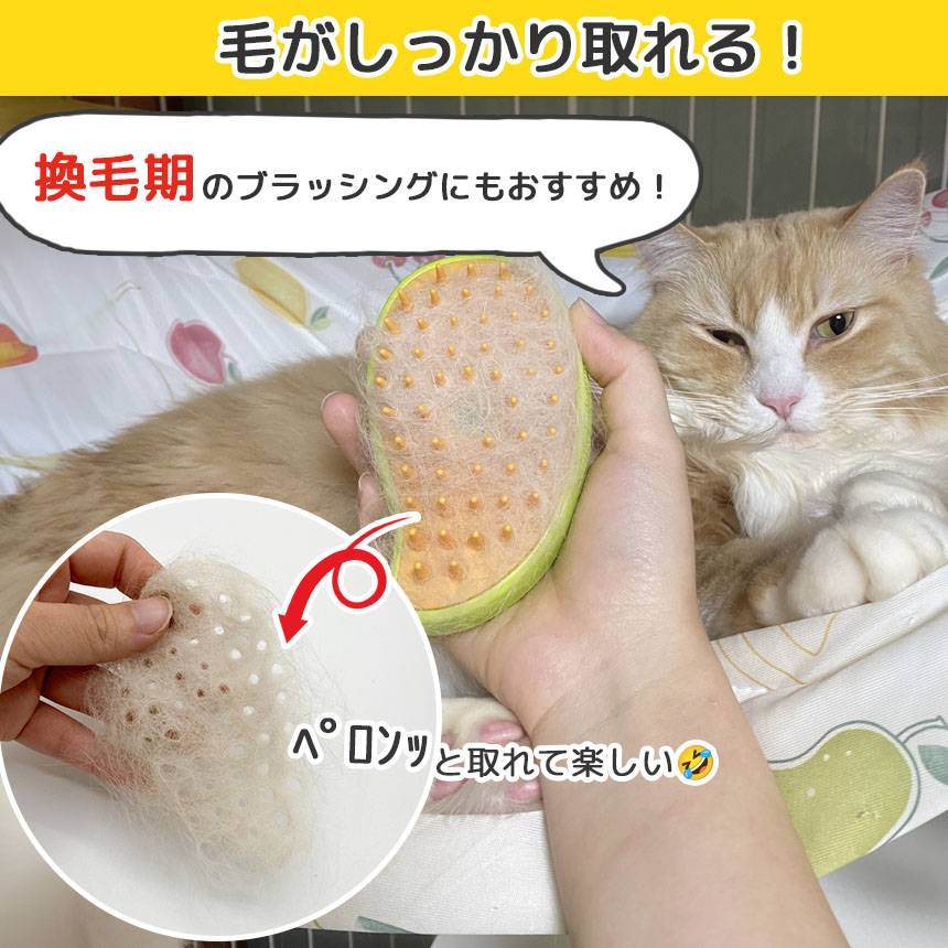 ミストブラシ ペットブラシ 犬猫両用 噴霧式 充電式 マッサージ 長毛