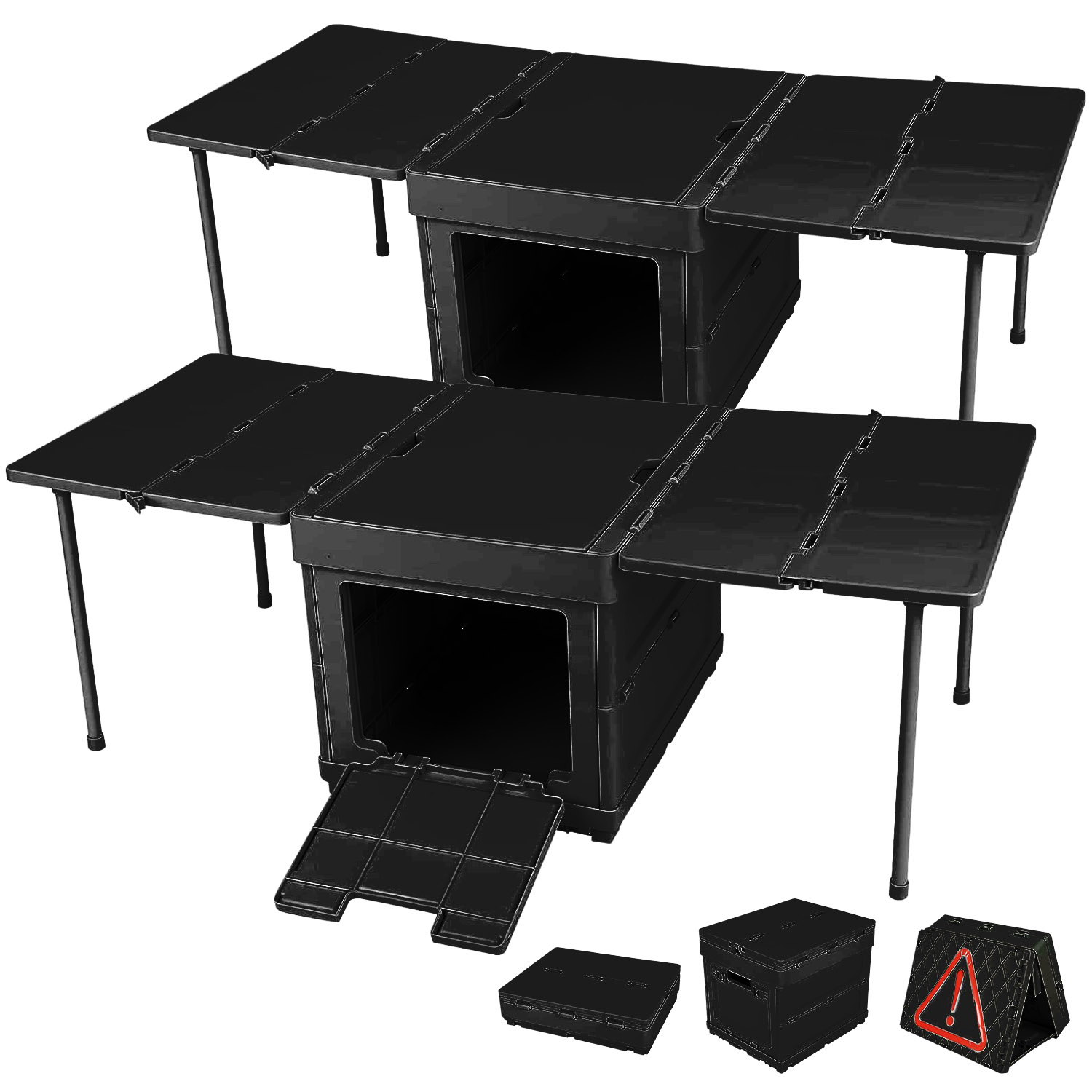 収納ボックス テーブル 2台セット 折りたたみ キャンプ 蓋付き 収納