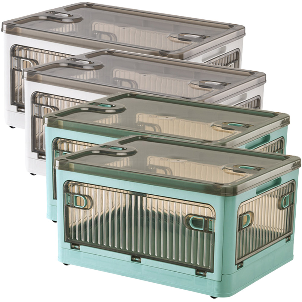 収納ボックス 5面開閉 蓋付き Mサイズ 4個セット 3カラー キャスター