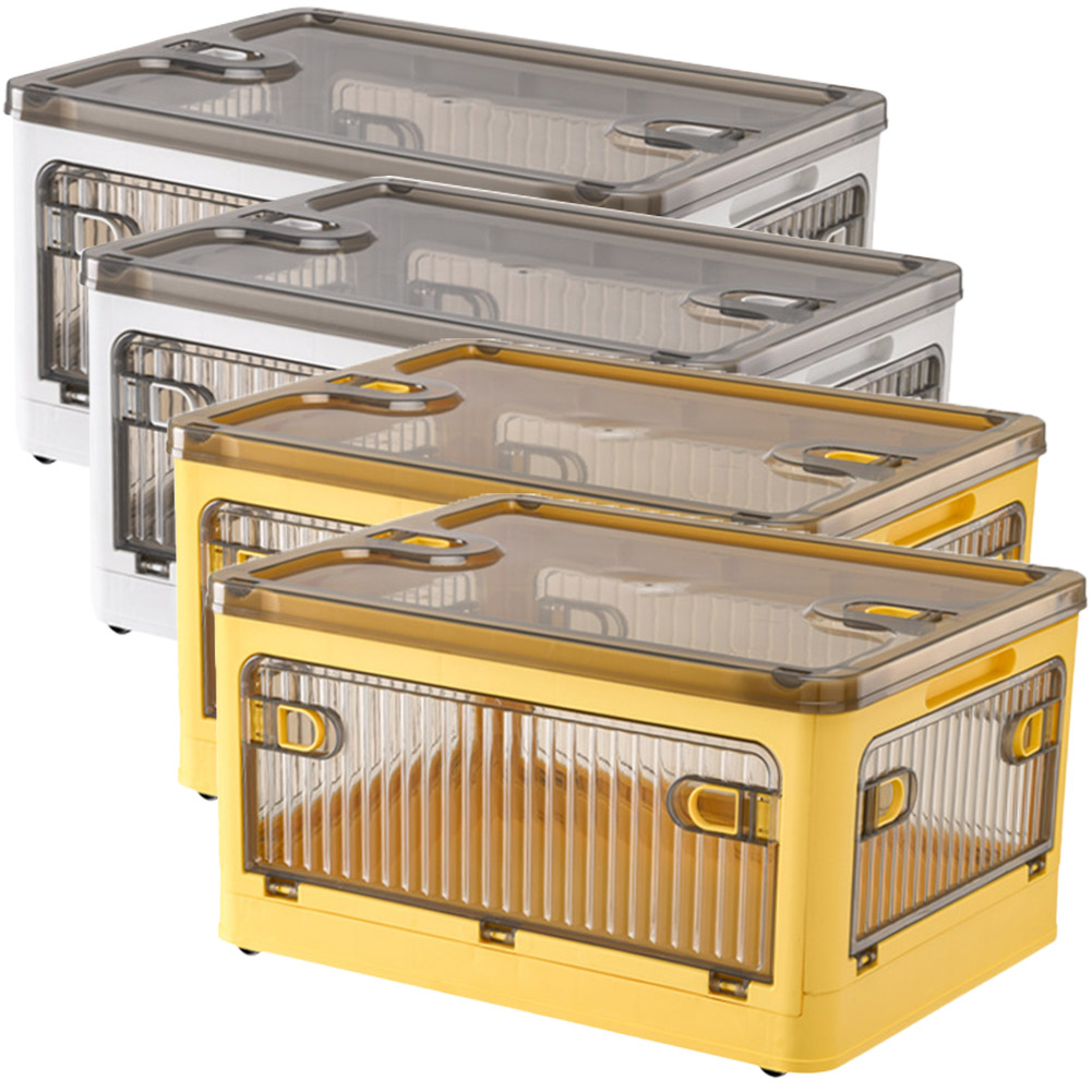 収納ボックス 5面開閉 蓋付き Mサイズ 4個セット 3カラー キャスター