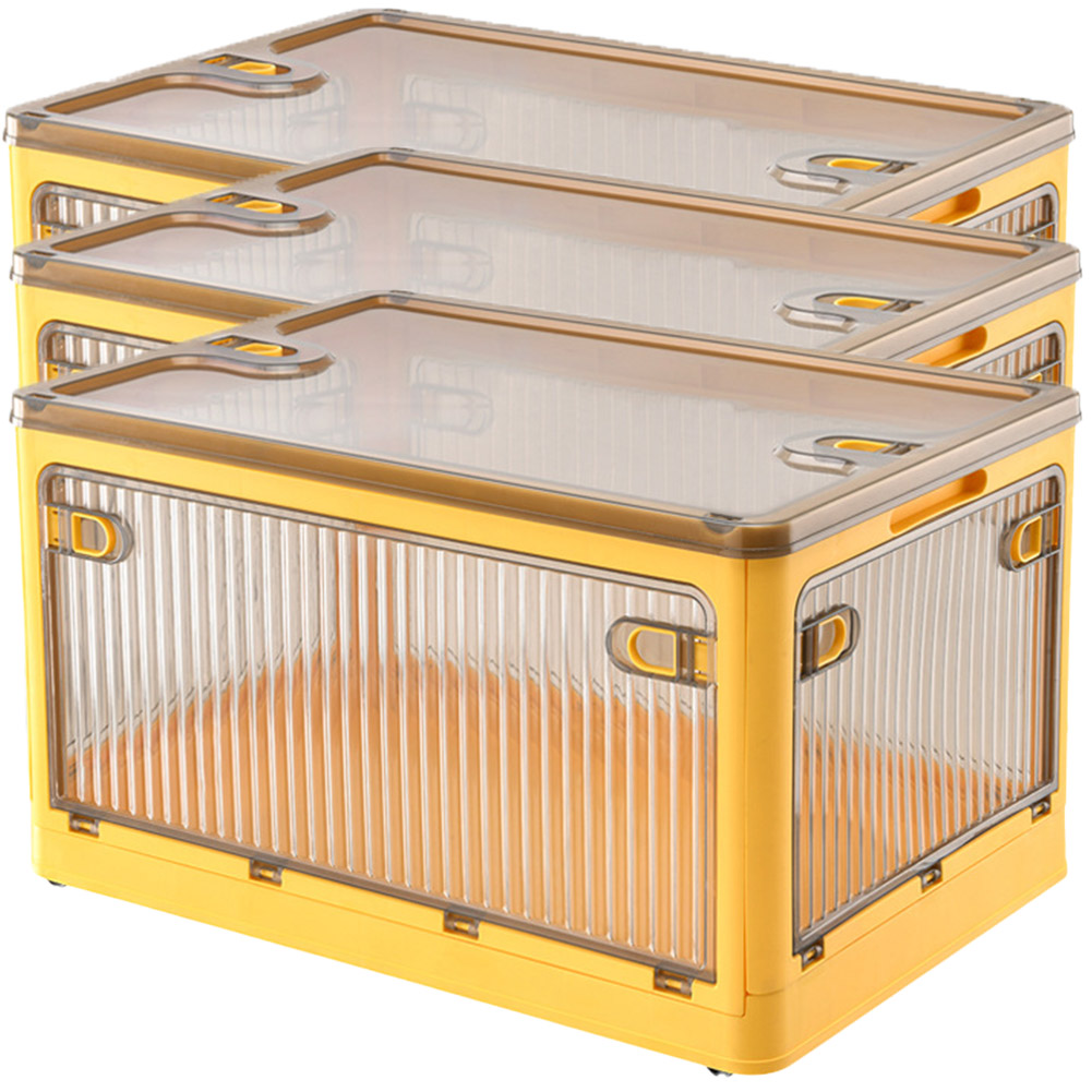 収納ボックス 5面開閉 蓋付き Lサイズ 3個セット 3カラー キャスター