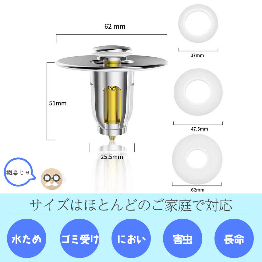排水口 排水口カバー 3個セット 防臭 防虫 ゴミ受け 水溜 セット