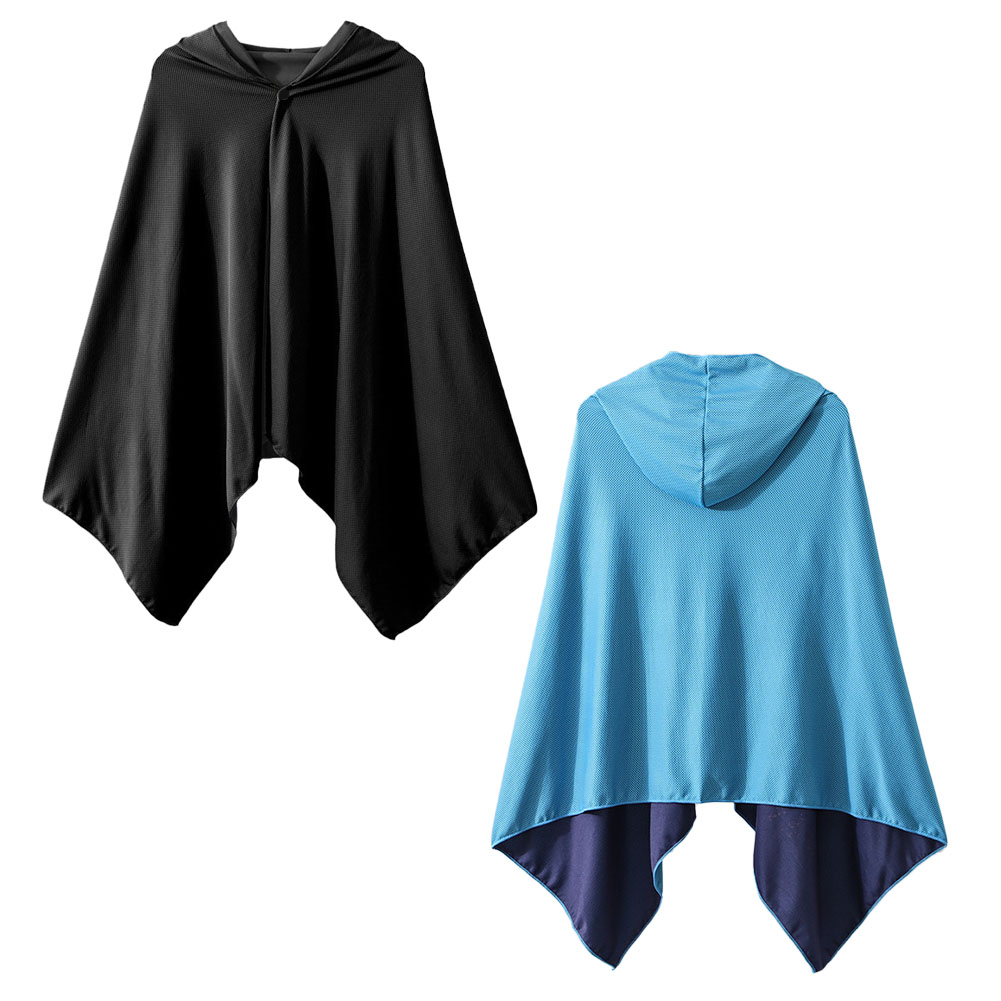 冷感ポンチョ 4色選べる 2枚セット クール ケープ パーカー 冷感タオル