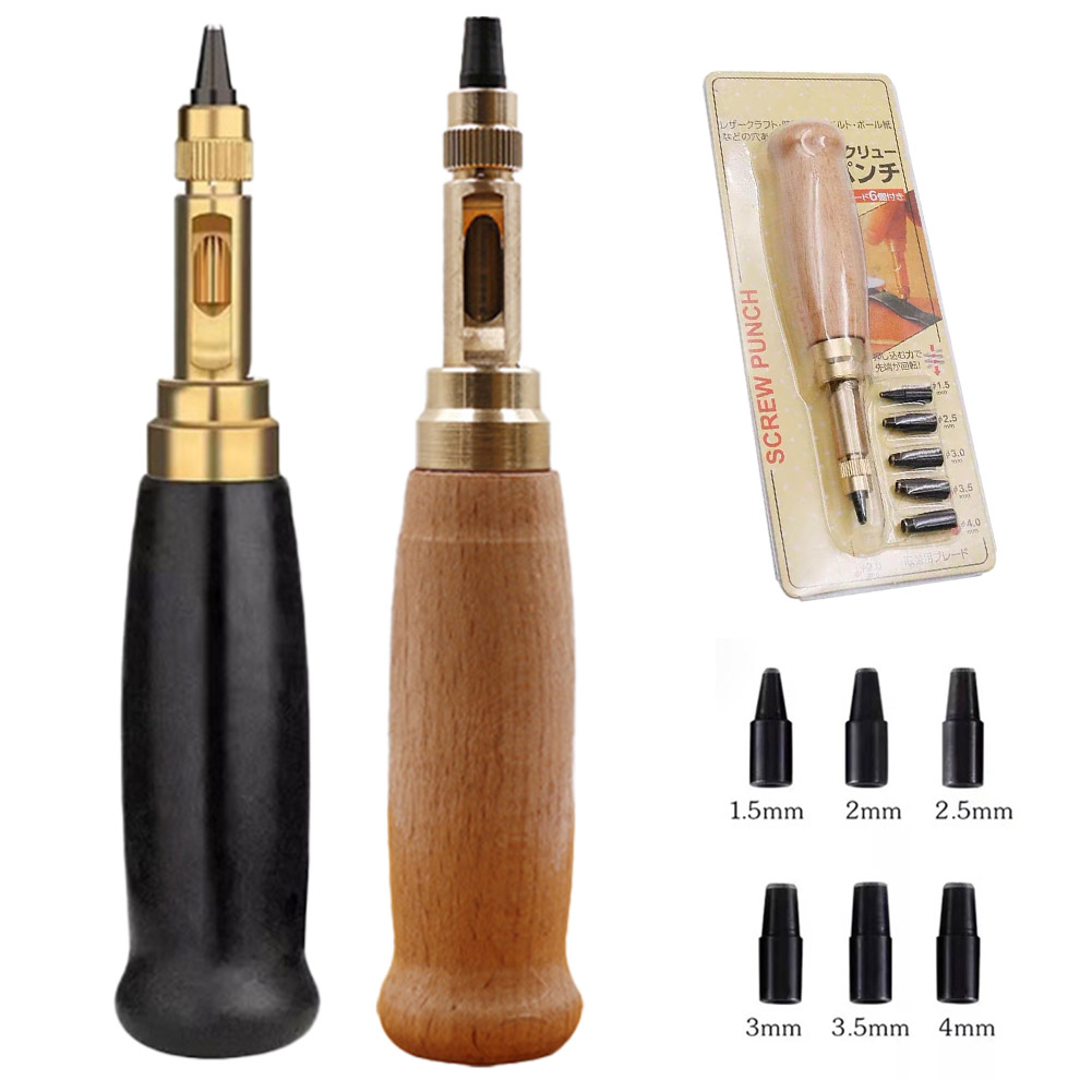 穴あけパンチ 回転式 スクリュー 2個セット 穴あけポンチ 革ポンチ