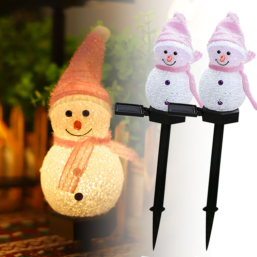 雪だるま型ソーラーライト 2個セット ランタン ランプ ガーデンライト