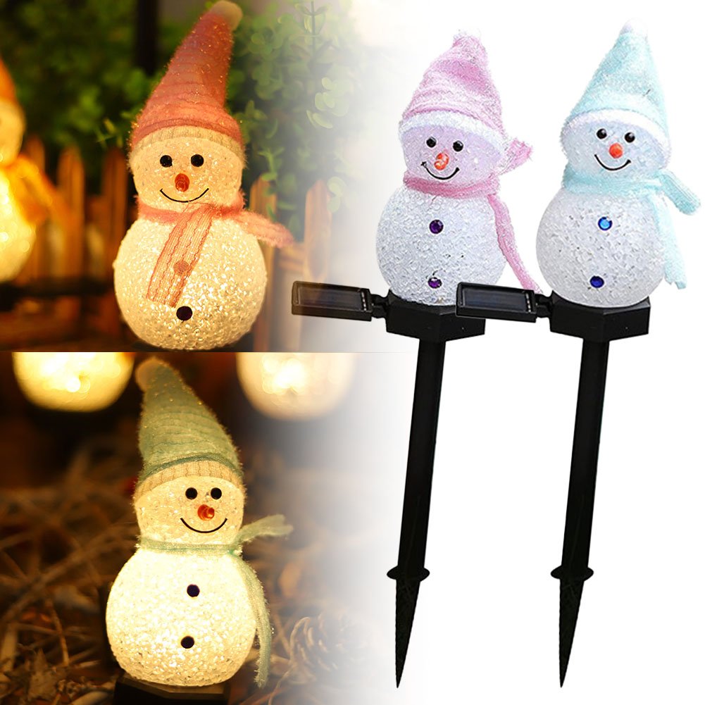 雪だるま型ソーラーライト 2個セット ランタン ランプ ガーデンライト