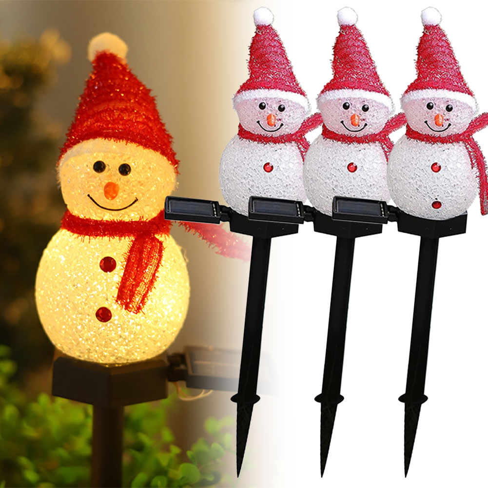 雪だるま型ソーラーライト 3個セット ランタン ランプ ガーデンライト