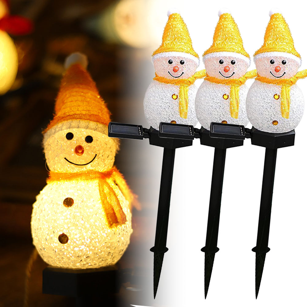 爆買 雪だるま型ソーラーライト 3個セット ランタン ランプ ガーデン