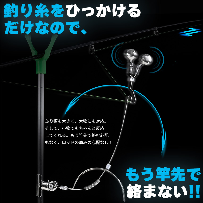 置き竿釣法用ヒットセンサー(8・9・10・11・12) オルルド釣具 ヒットセンサー 竿 釣りアラーム 当たり鈴 釣り竿 穂先 3