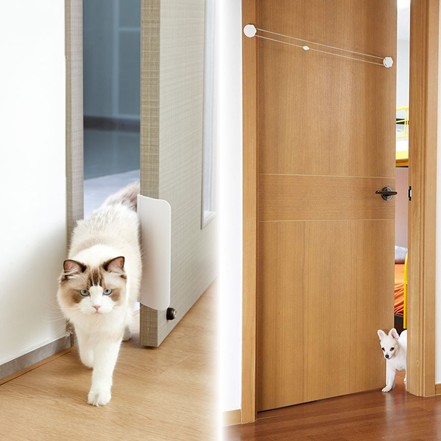 ペットドア 工事不要 取り付け簡単 猫ドア 工事不要 ペットドア キャット 開け 防止 猫 ドア 穴あけ不要