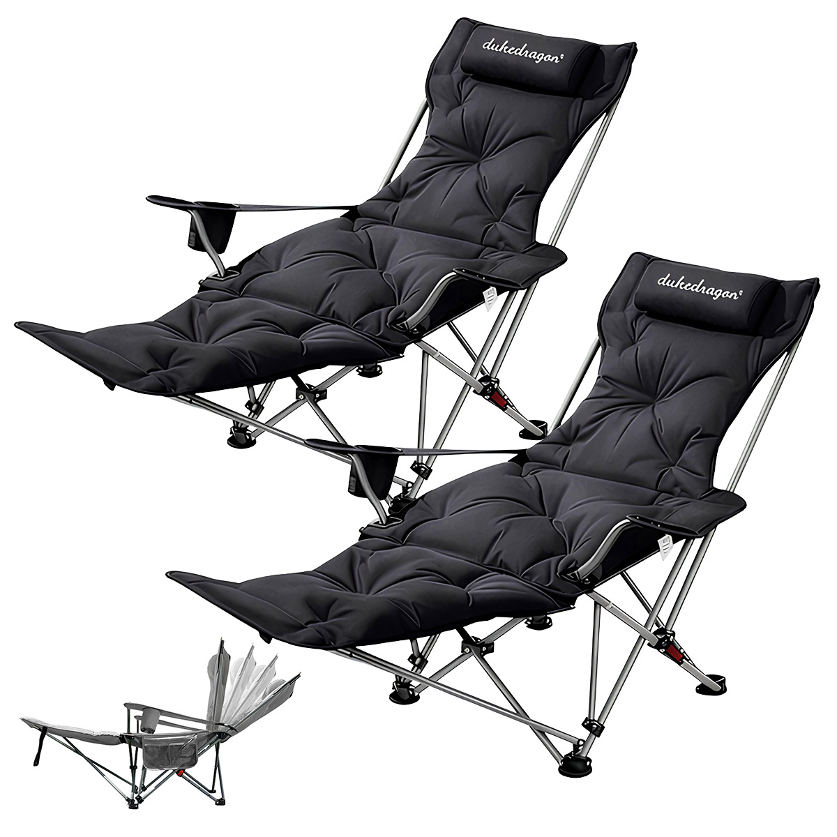 折りたたみ式アウトドアチェア ブラック2脚(ケース日焼けあり) 折りたたみ式アウトドアチェア ブラック2脚(ケース日焼けあり