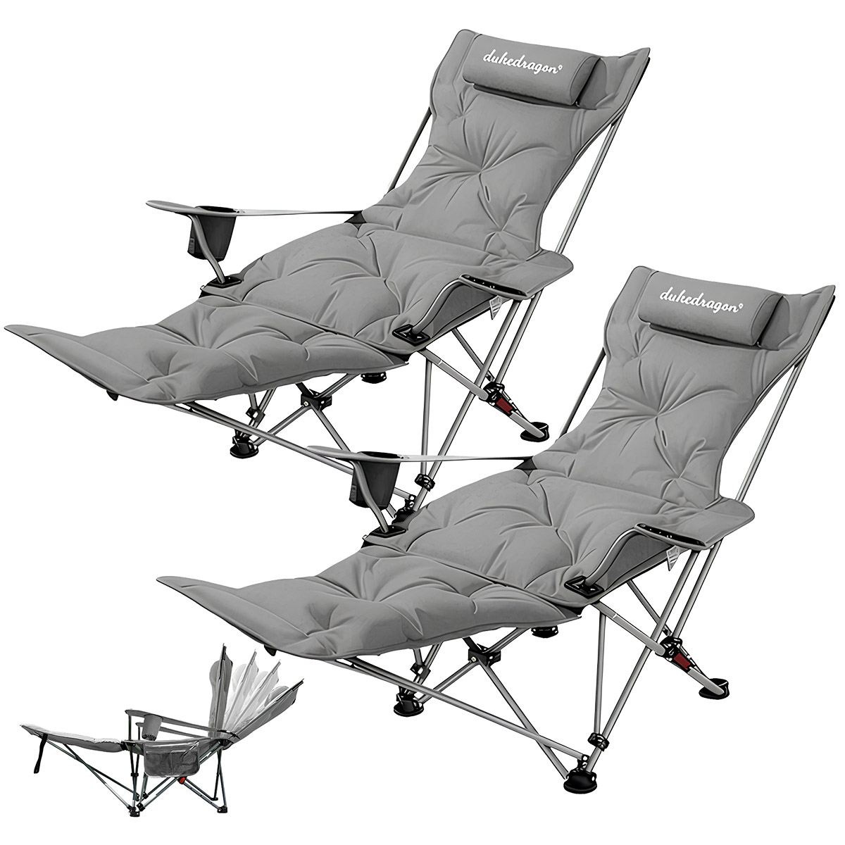 2脚セット リクライニング アウトドアチェア 折りたたみ式